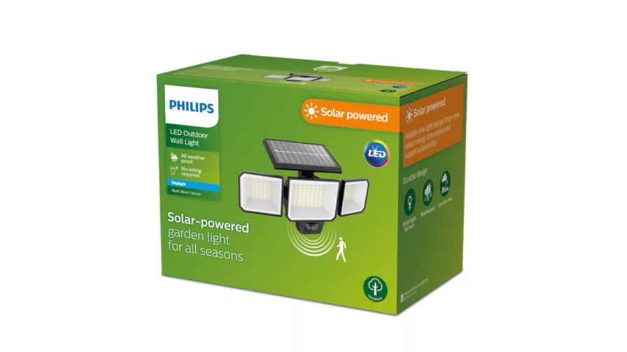 Philips Solar Nysil Outdoor Wall Security Light 8.7 W, Daylight and Motion Sensor,
