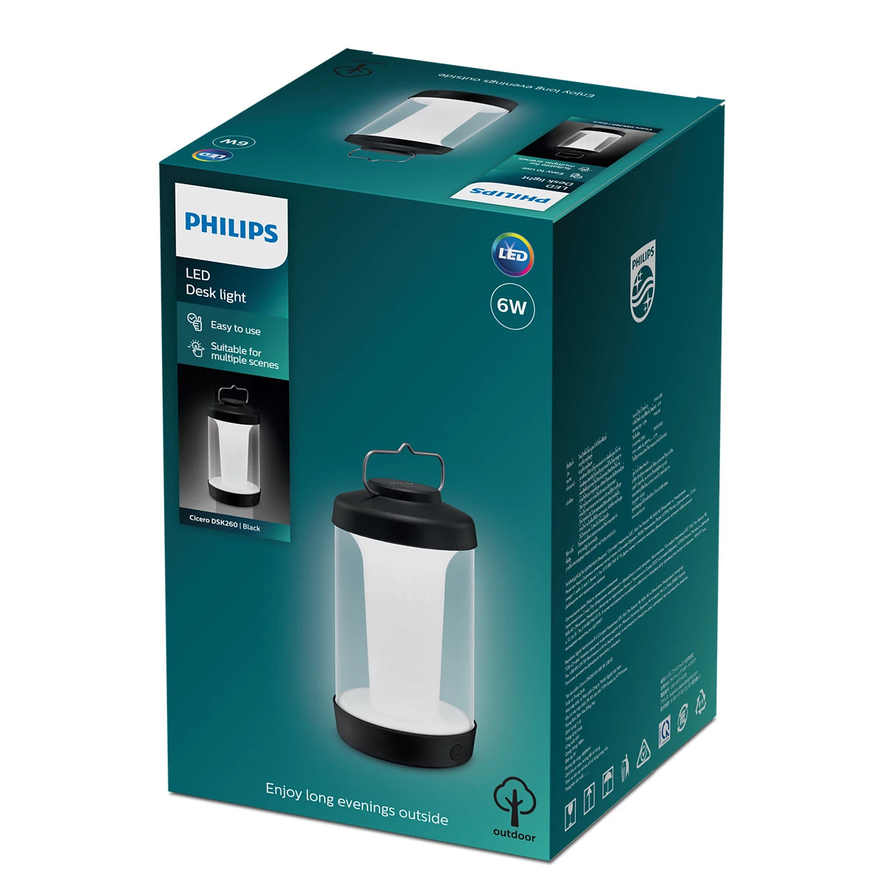 Philips Portable light - built-in battery Cicero DSK260 6W 50K BK USB 02