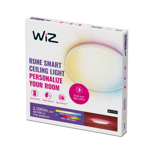 WiZ Rune Smart Ceiling Light 21W Full Colour Dual-Zone | Wi-Fi | Works with Alexa & Google