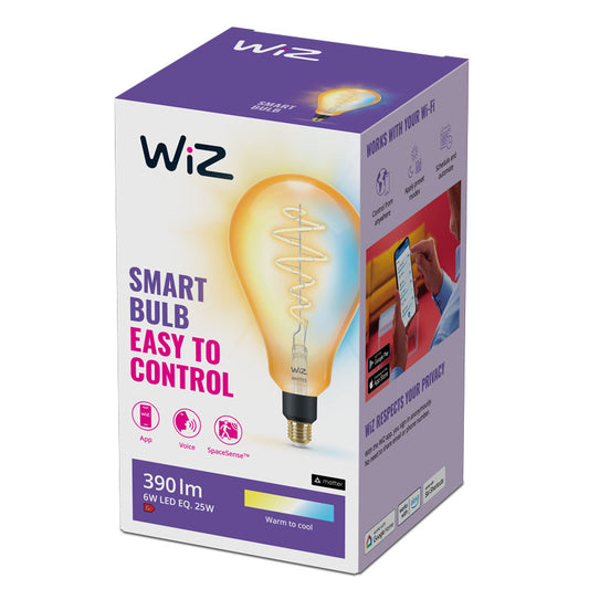 WiZ PS160 Filament Smart Bulb E27 Gold 6W Tunable White | Wi-Fi | Works with Alexa & Google