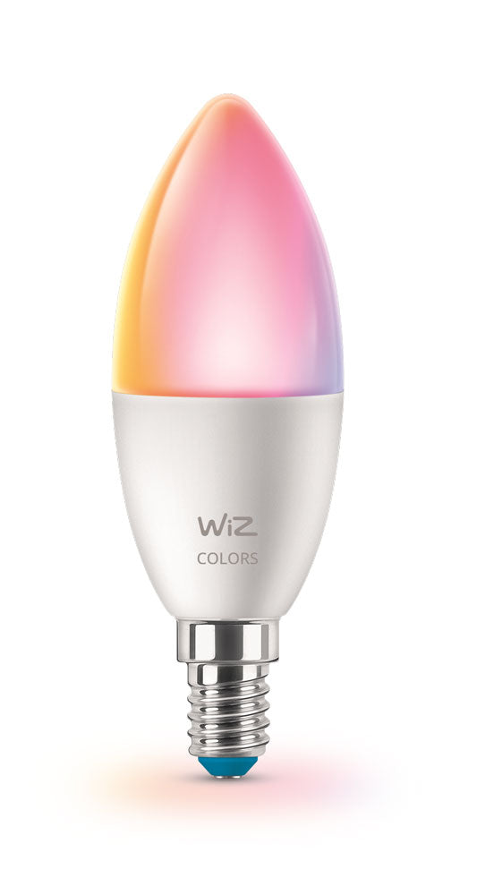 WiZ C37 Candle Smart Bulb E14 4.9W (40W Eq) Full Colour Up to 470 lm | Wi-Fi | Works with Alexa & Google