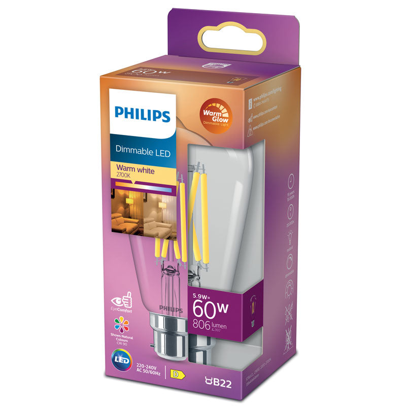 Philips LED Classic ST64 Pear 5.9W 806lm Warm Glow Dimmable B22