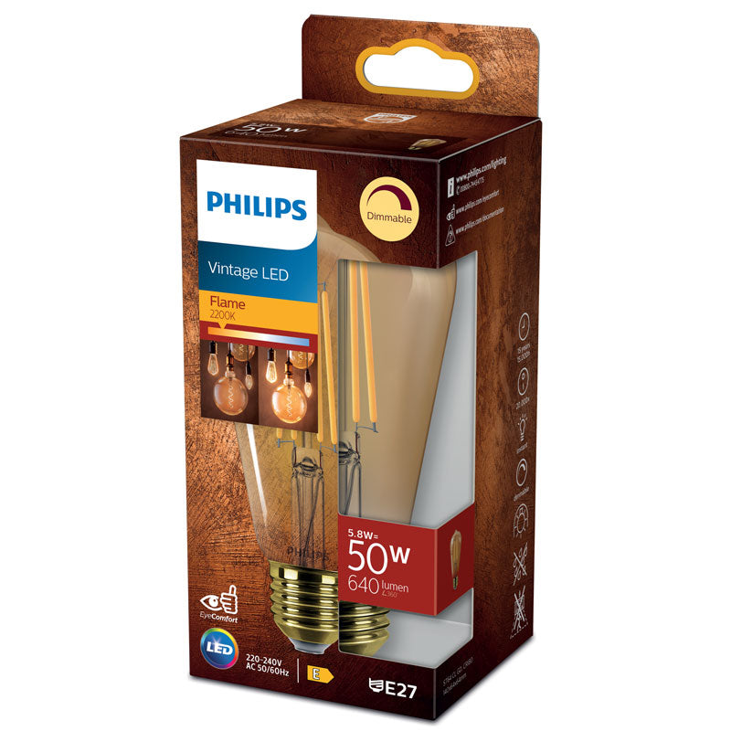 Philips LED Classic ST64 Pear 5.8W 640lm Gold Dimmable E27