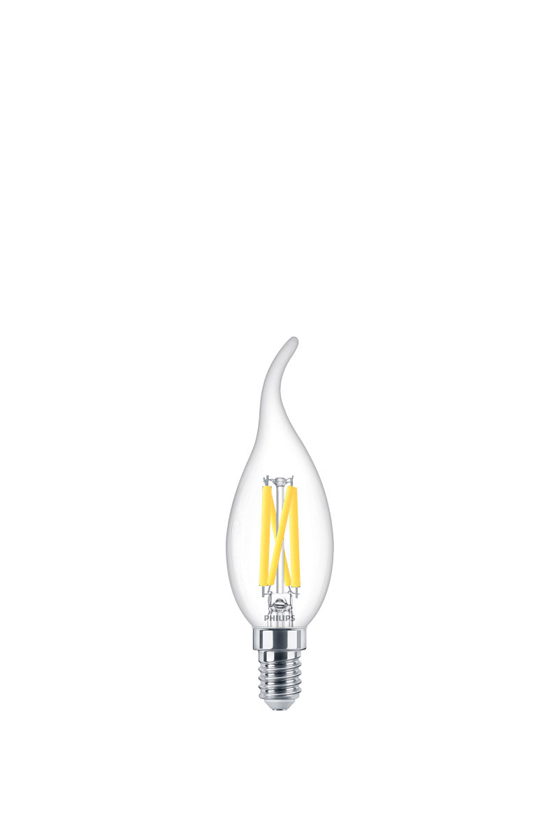 Philips LED Classic Candle 3.4W 470lm Warm Glow Dimmable E14 Flame Tip