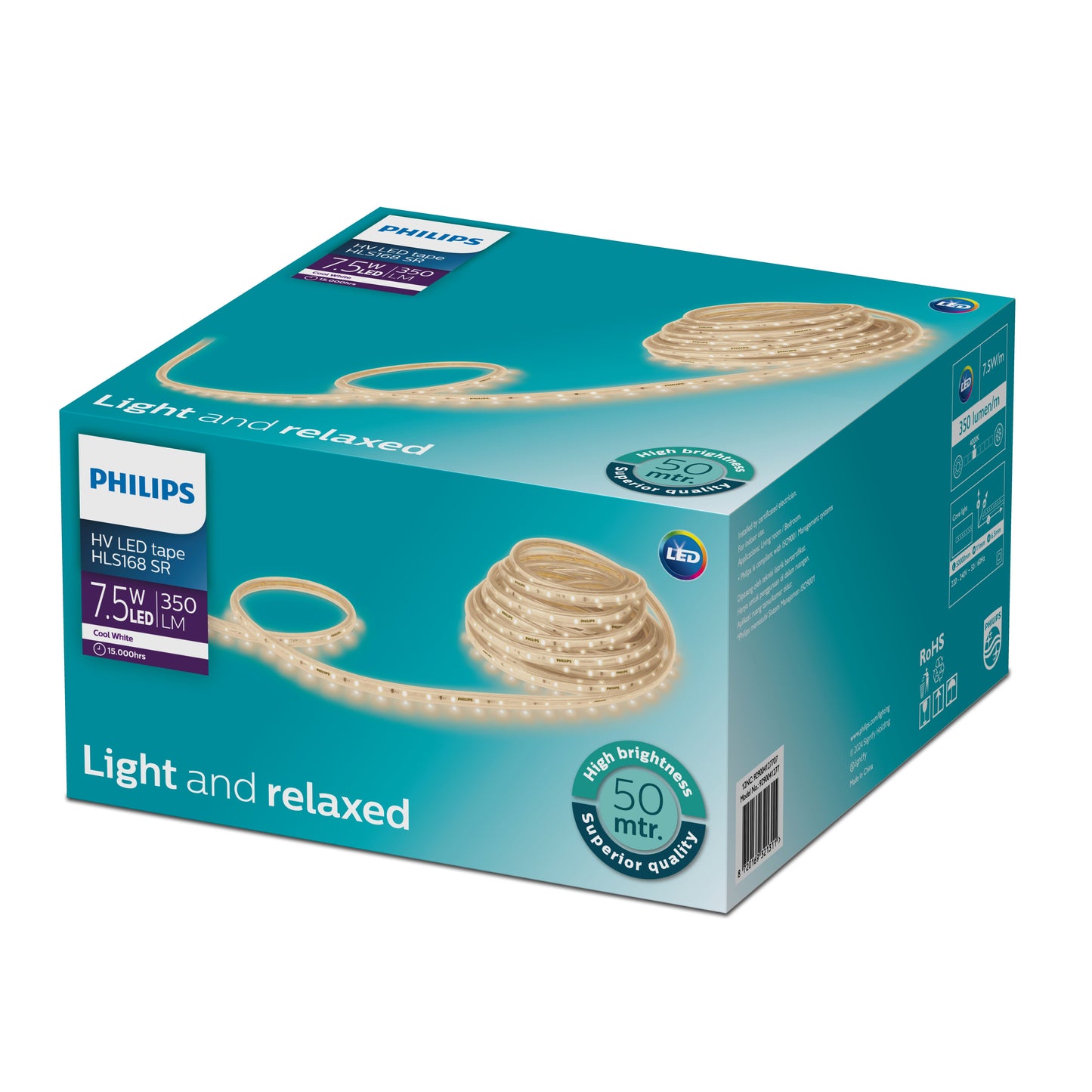Philips HV LEDStrip HLS168 7.5W/M (50M) IP65 (strip) IP20 (plug)830/840/865