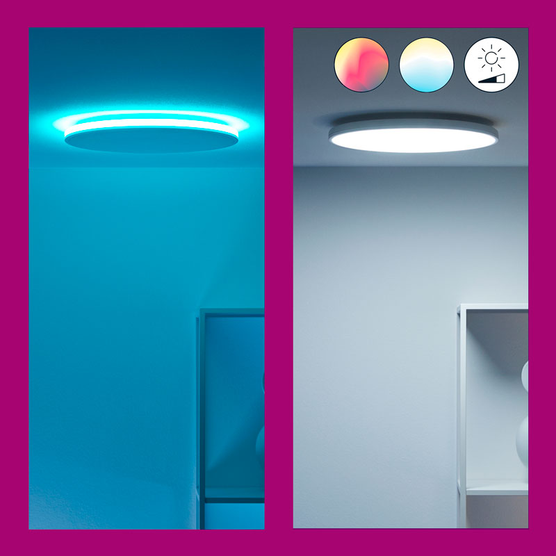 WiZ Rune Smart Ceiling Light 21W Full Colour Dual-Zone | Wi-Fi | Works with Alexa & Google