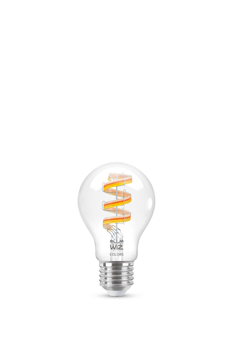 WiZ A60 Filament Smart Bulb E27 Clear 6W Full Colour | Wi-Fi | Works with Alexa & Google