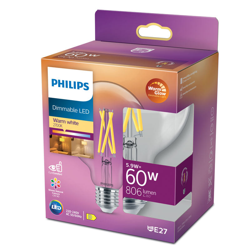 Philips LED Classic G93 5.9W 806lm Warm Glow Dimmable E27