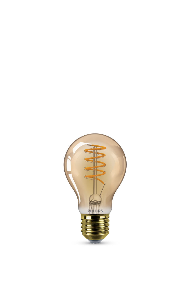 Philips LED Classic A60 4W 250lm Bulb Spiral Gold Dimmable E27